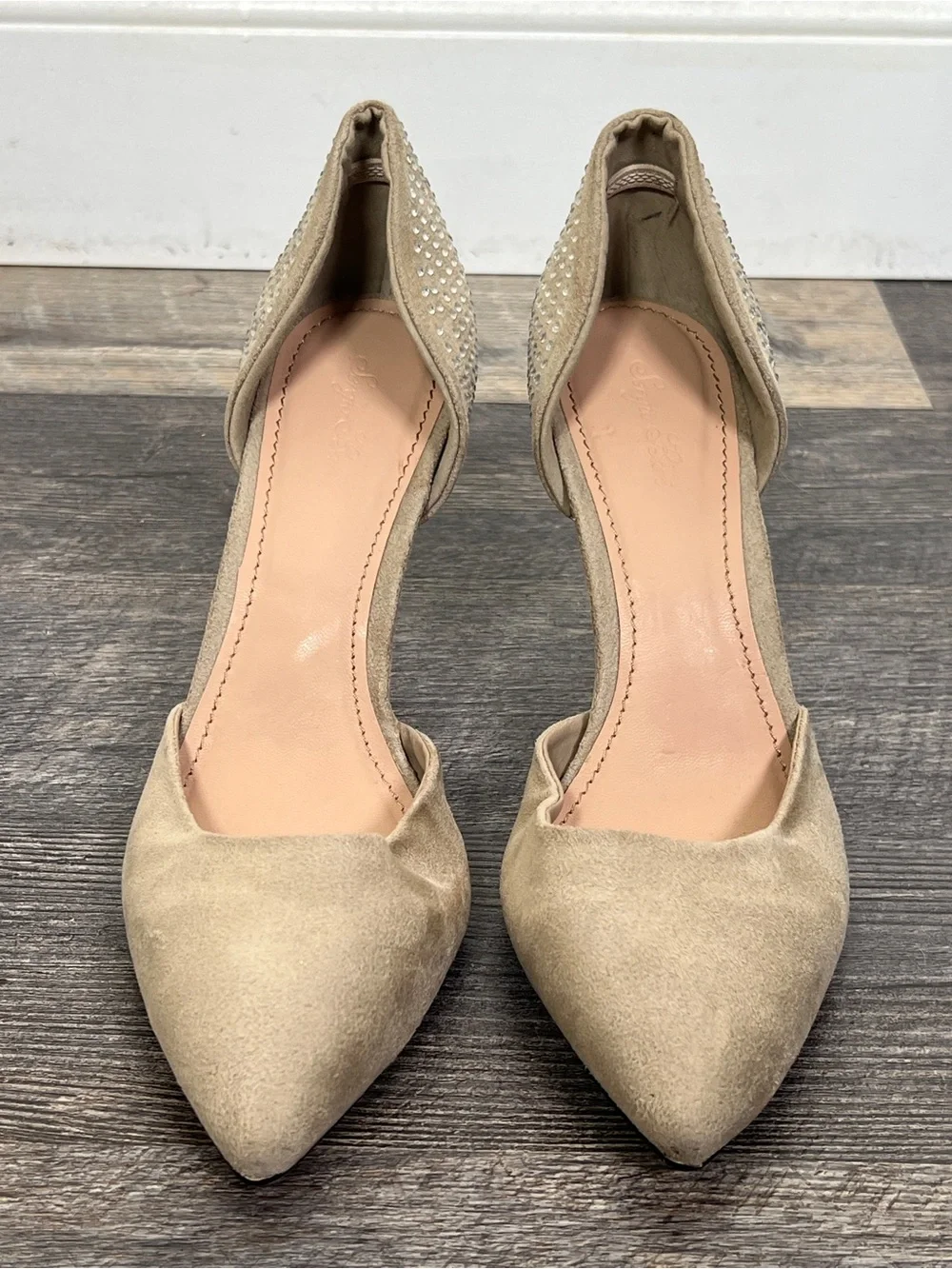 Sergio Bari taupe tan suede leather heels pumps shoes size 8 B100
